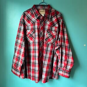 Wrangler Men's pearl snap down shirt size 3XL western plaid long sleeve